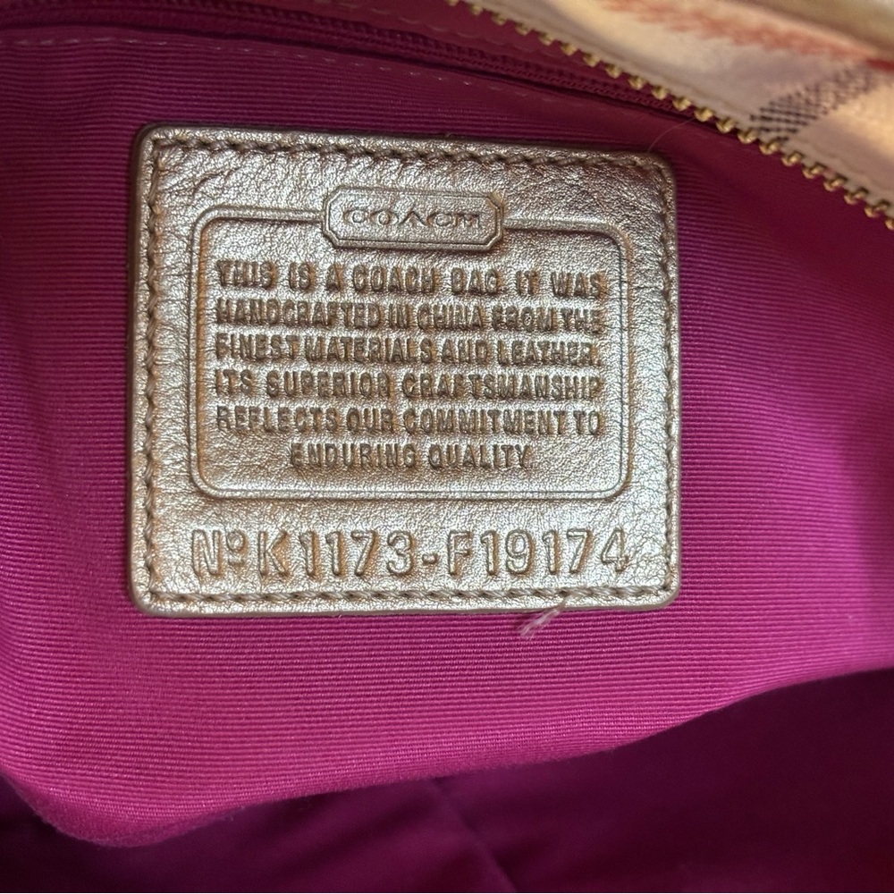 Coach White and Gold Plaid Tote - Picture 5 of 6